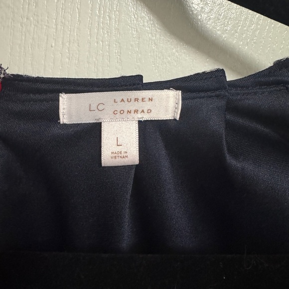 LC Lauren Conrad Navy and White Checkered Mini Dress with Cap Sleeves Size Large - Picture 4 of 6